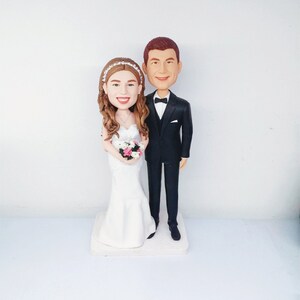 Personalized Wedding Cake Topper: Custom Bride & Groom Bobblehead