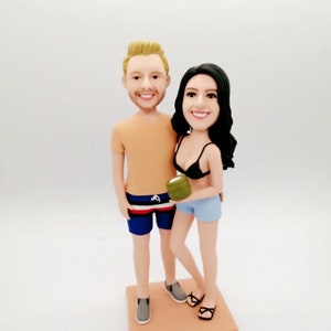 Personalized Couple Bobblehead: Custom Polymer Clay Cake Topper