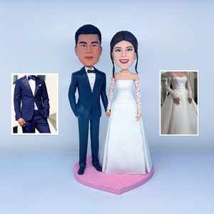 Custom Wedding Cake Topper, Wedding Couple Bobbleheads Customized, Personalized Bride and Groom Cake Topper, Fun Custom Wedding Figurines