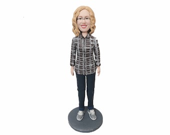 Custom Personalized Bobblehead Figurine, Handmade Clay Bobbleheads from Photo, Unique Romantic Gift for Her,  Funny Bobble head Cake Topper