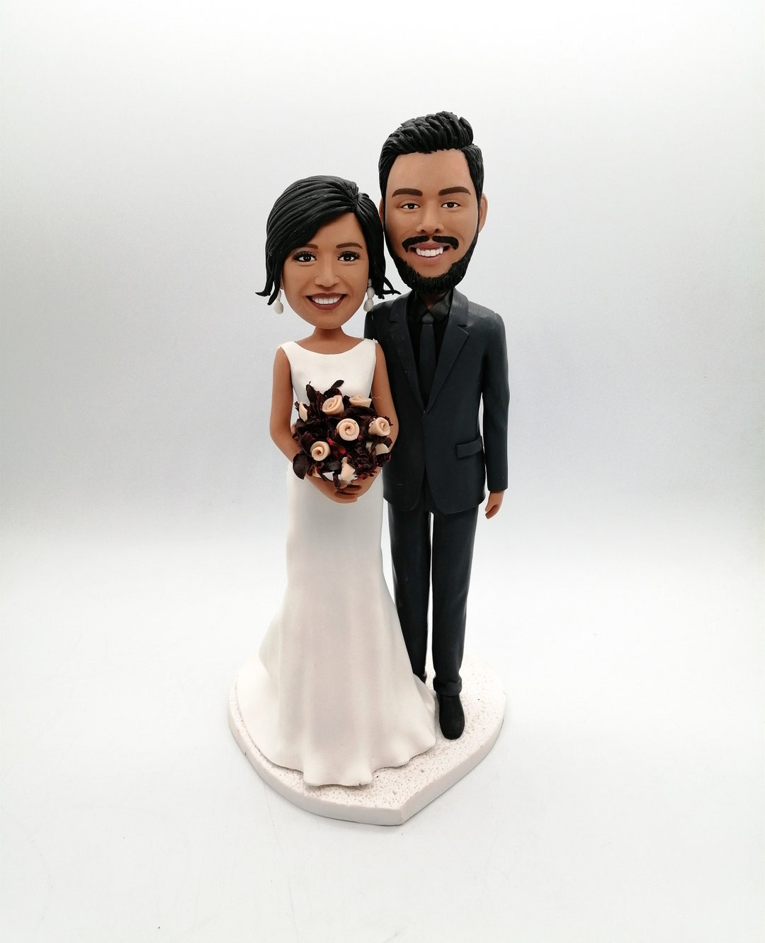Custom Cake Topper Bobble Head Wedding Bride and Groom Figurines ...