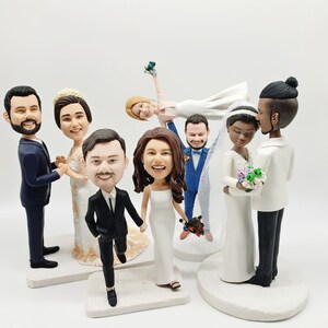Custom Wedding Cake Topper: Personalized Bride & Groom Bobblehead - Etsy