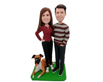 Custom Bobblehead Dog Wedding Cake Topper | Personalized Bride & Groom Figurine | Handmade from Your Photo