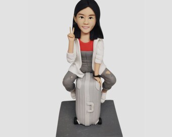 Custom Bobblehead Figurine, Personalized Wedding Cake Topper, Handmade Polymer Clay Couple Statue, Unique Birthday Gift