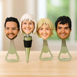 Custom Face Bottle Opener, Personalized Bobblehead Groomsmen Gift, Birthday Gift, Handmade Beer Opener, Custom Party Souvenirs, Wine Stopper