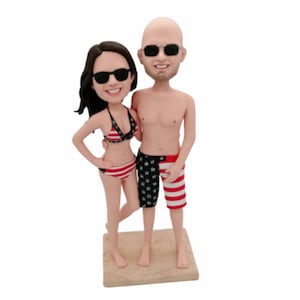 Personalized Wedding Cake Topper: Custom Polymer Clay Bobblehead Sculpture