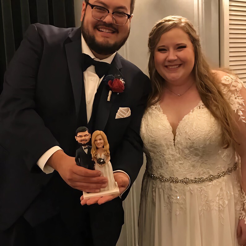 Handmade Custom Wedding Cake Topper: Polymer Clay Bride and Groom ...