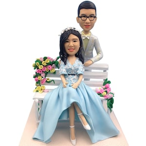 Custom Wedding Cake Topper: Handmade Polymer Clay Bobblehead Figurine