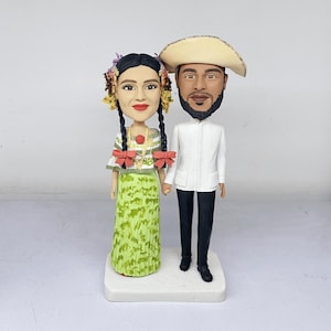 Custom Wedding Cake Topper Bobblehead, Personalized Clay Figurine