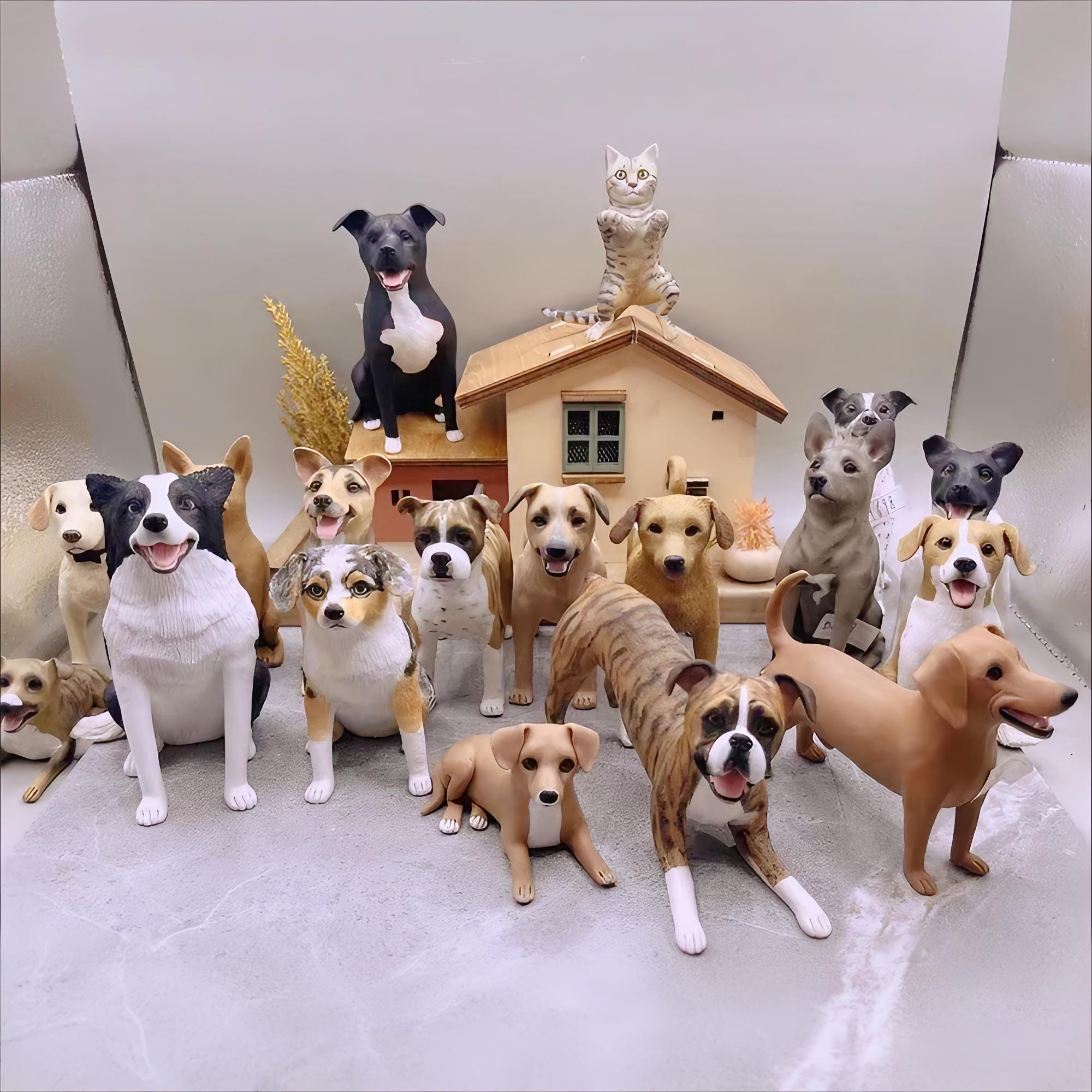Personalized Dog Wedding Cake Topper: Custom Polymer Clay Pet Sculpture ...