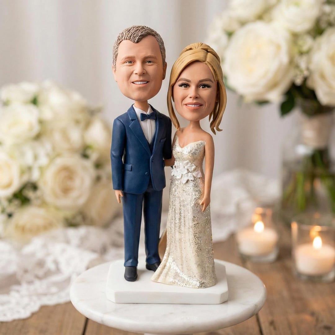 Custom Wedding Cake Topper From Photo, Personalized Bobblehead Bride ...
