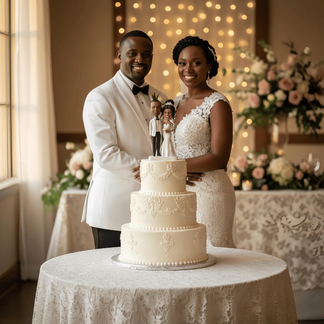 Personalized Wedding Cake Topper, Custom Bride and Groom Bobblehead ...