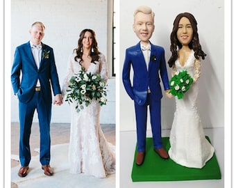 Custom Wedding Cake Topper personalise  Bride and Groom Cake Toppers polymer clay cake toppers Custom Wedding Bobblehead