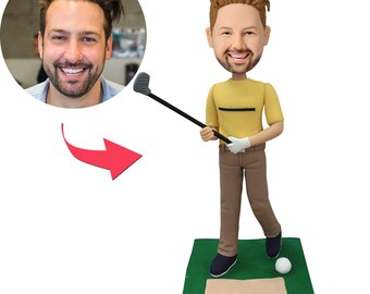 Custom Golf Bobblehead: Personalized Polymer Clay Golfer Figurine