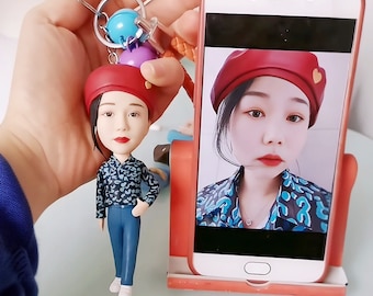 Custom Mini Me Keychain: Personalized Polymer Clay Figurine