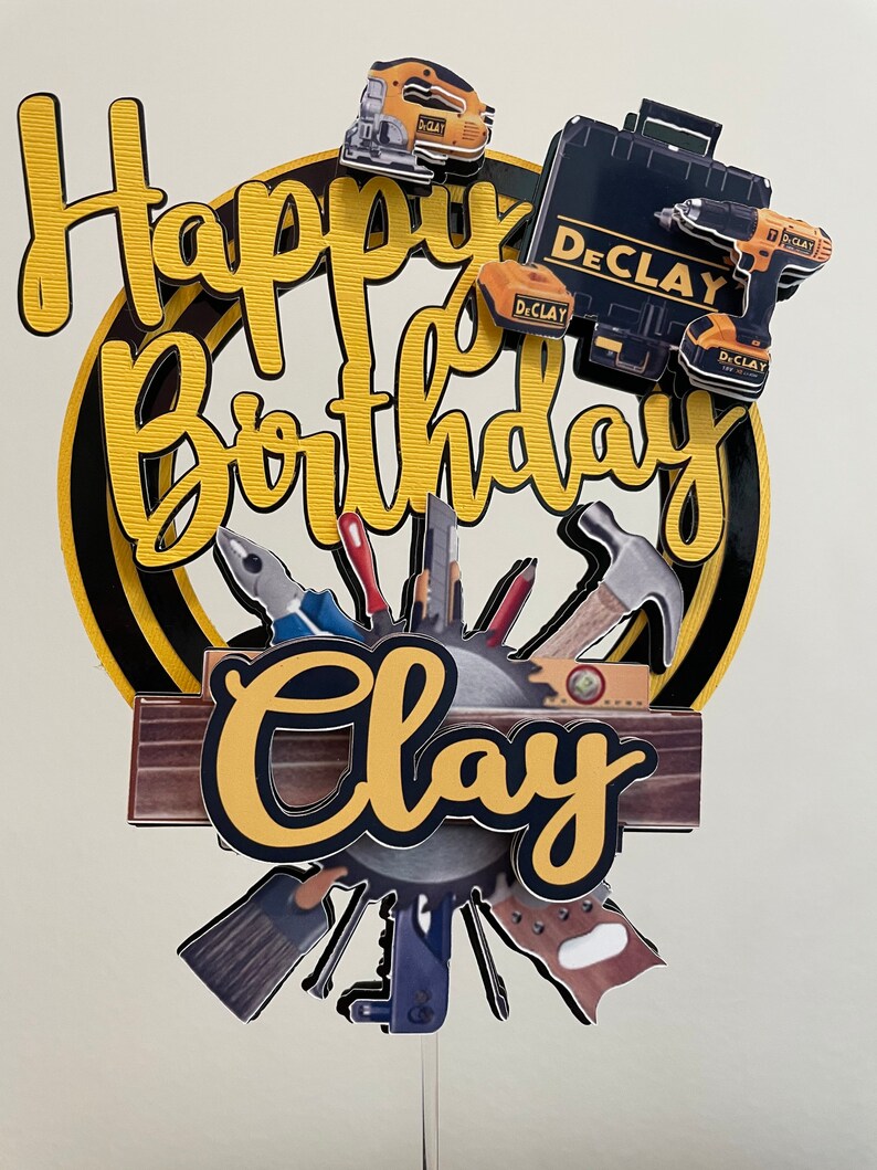 Carpenter Cake Topper, Tools and Hardware, Lumberman, Theme Cake Topper ...