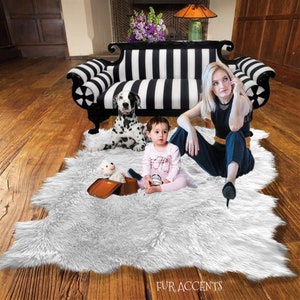 Extraordinary White Shag Rug - Faux Fur Area Rug - Shaggy Thick Shag  Carpet - Ragged Edge Sheepskin Rug - All Sizes - Hand Made in the USA