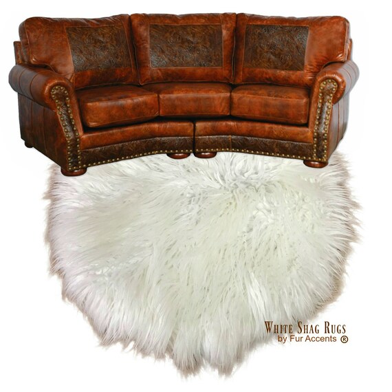 Vloerkleden nepbont, huiden USA 5 Sizes Round Black Shag Rug Sheepskin