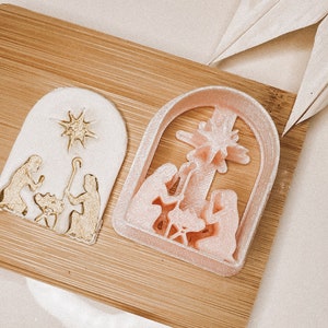 Christmas Nativity Stamp Cutter for Polymer Clay Earrings, Minimalist Nativity Scene Clay Cutter for Earrings and Ornaments