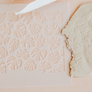 Boho Monstera Texture Sheet, Leaf Stencil, Paint Stencil, Polymer Clay Tools, Clay Supplies, Plastic Stencil, Reusable Stencil, Silk Screen