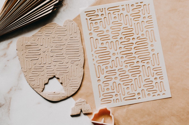 Clay Stencil Texture Sheet Line Stencil Paint Stencil Etsy