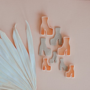 Groovy Platform Heel Cutter Set, Polymer Clay Cutter for Earrings, Hippie Cutter, Boho Clay Cutter, Polymer Clay Stamp, Disco Stamp