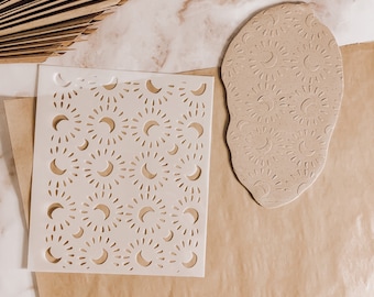 Clay Stencil Texture Sheet, Moon Stencil, Paint Stencil, Polymer Clay Tools, Clay Supplies, Plastic Stencil, Reusable Stencil, Silk Screen