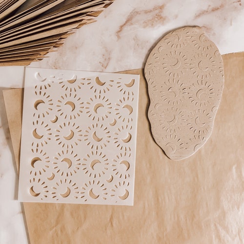 Clay Stencil Texture Sheet Moon Stencil Paint Stencil Etsy