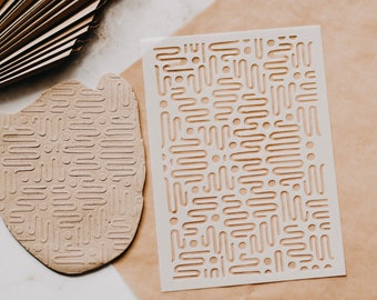 Clay Stencil Texture Sheet, Line Stencil, Paint Stencil, Polymer Clay Tools, Clay Supplies, Plastic Stencil, Reusable Stencil, Silk Screen