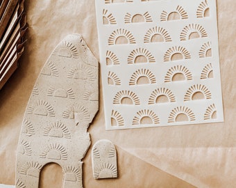 Clay Stencil Texture Sheet, Sun Stencil, Paint Stencil, Polymer Clay Tools, Clay Supplies, Plastic Stencil, Reusable Stencil, Silk Screen