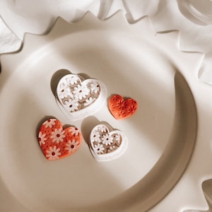 Heart and Flower Cutter, Polymer Clay Cutters for Earrings, Heart Imprint Cutter, Boho Clay Cutter, Valentines Day Earrings Cutter, Jewelry