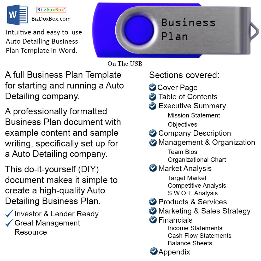 Auto / Car Detailing Business Plan and Operating Document Kit - Etsy