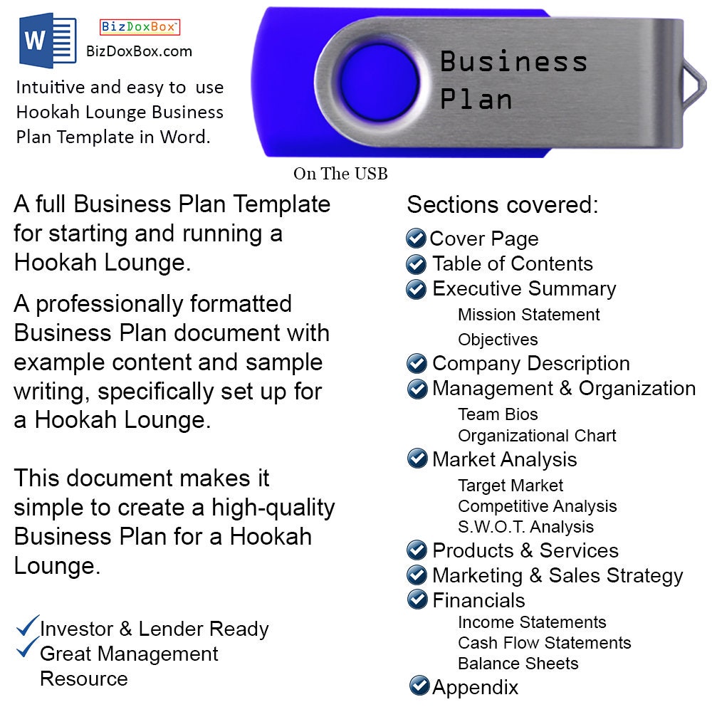 Hookah Lounge Business Plan Template Package Etsy