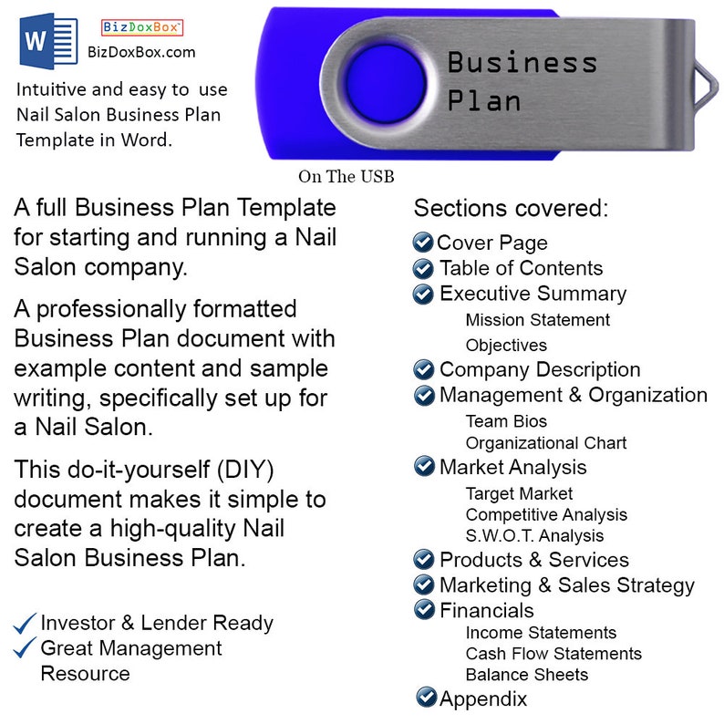 Nail Salon Business Plan Template Package Etsy