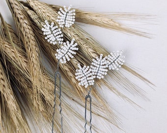 Leaf bridal hair pins, leaves bridal hair pins, palm hair pins