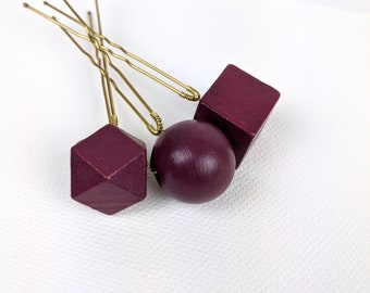 Purple geometric hair pins