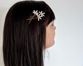 Palm, leaf, leaves bridal hair pins copper and ivory cream, gold and white