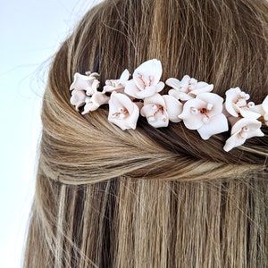 Clay, lily, flower bridal headpiece, headband / short