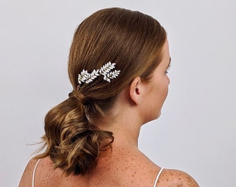 Wheat, leaf, leaves bridal hair pins gold and white