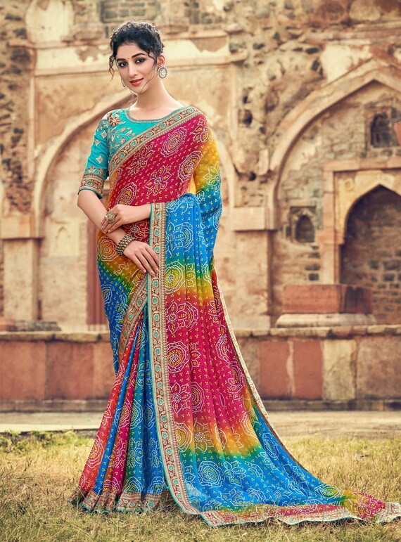 bandhani saree ka blouse