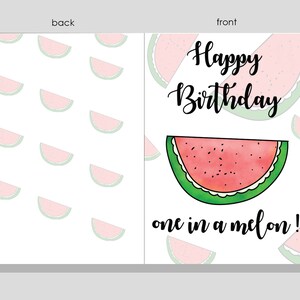 One in a Melon Birthday Card Pun Watermelon Birthday Card - Etsy
