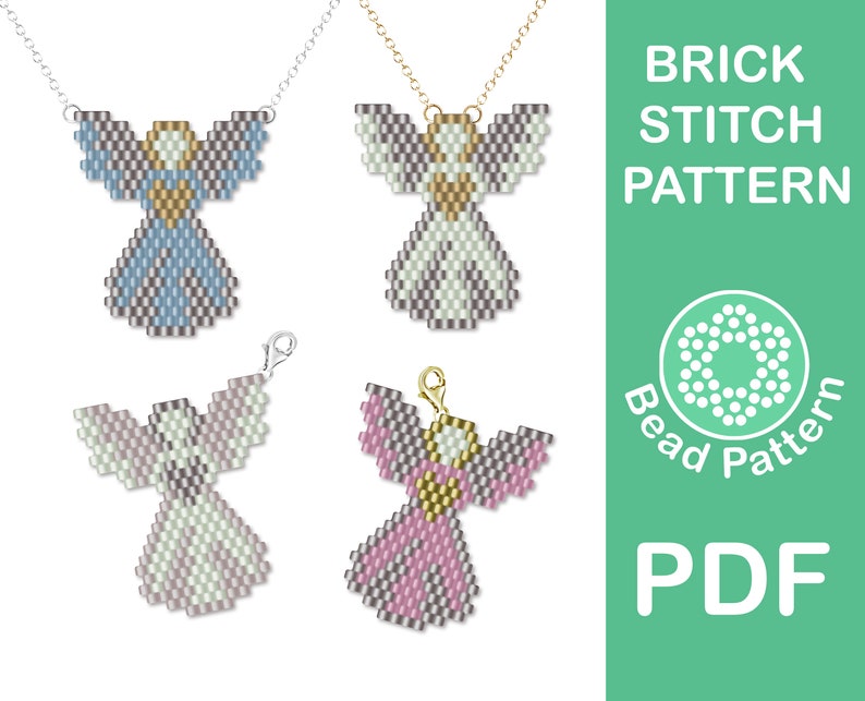 Angel Brick Stitch Pattern Beaded Angel Pendant Necklace Etsy Angel brick stitch pattern beaded angel pendant necklace etsy