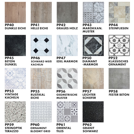 Self-adhesive Floor Tiles 13eur/m2 Plastic Vinyl Tiles Kitchen Bathroom  Floor Tile Stickers Wood Look Stone Look Ornaments Flooring DIY 