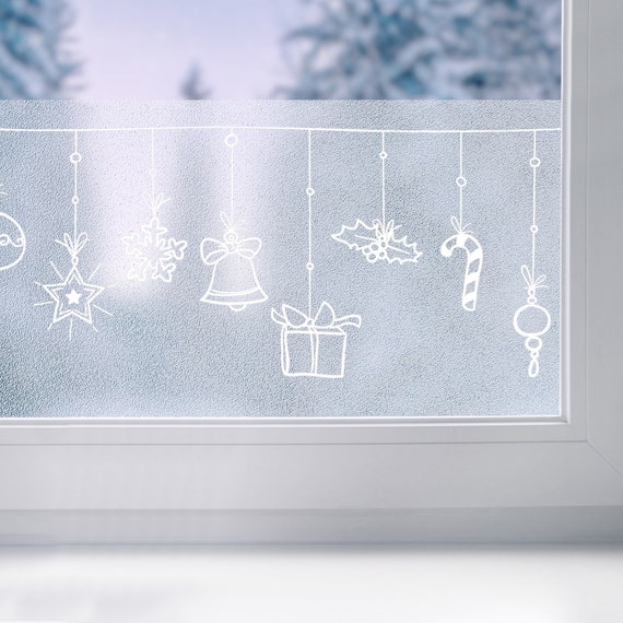 Fensterdekoration Statische Winter cm haftend Schnee 20x150 Fensterbordüre Weihnachten Fensterfolie Transparent Statisch 23EUR/m2 Glas