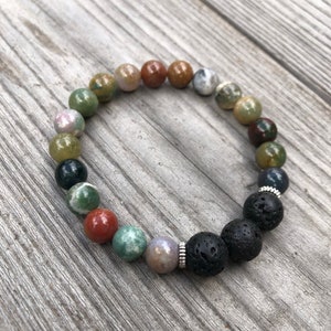 Indian Agate Lava Stone Diffuser Bracelet image 1