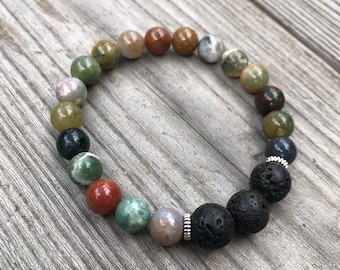 Indian Agate + Lava Stone Diffuser Bracelet