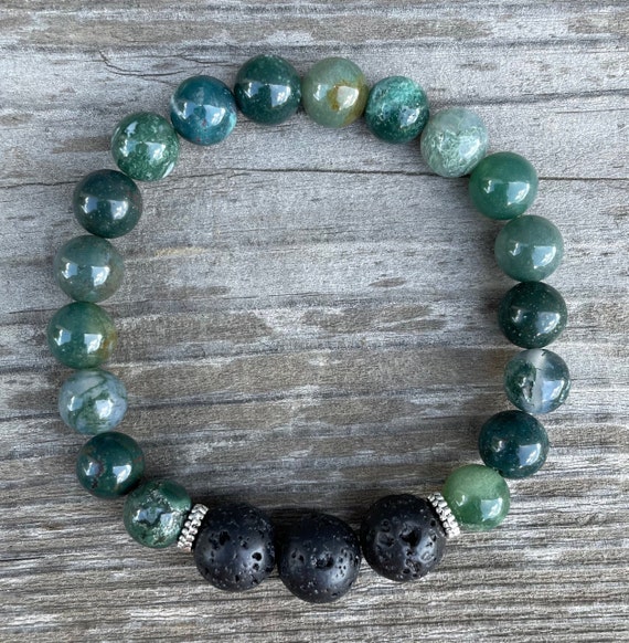 Moss Agate Lava Stone Diffuser Bracelet