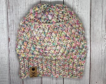 Blossompolis Skipping Stones Beanies, winter hats. Option to add a faux fur pom pom