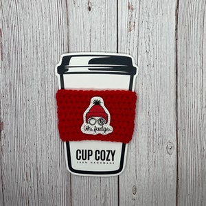 Winter crochet cup cozy- Oh Fudge, Christmas, Holiday Cup Cozy