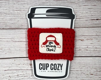 Funda de taza de crochet para invierno - ¿En serio, Clark? Funda de taza navideña de National Lampoons